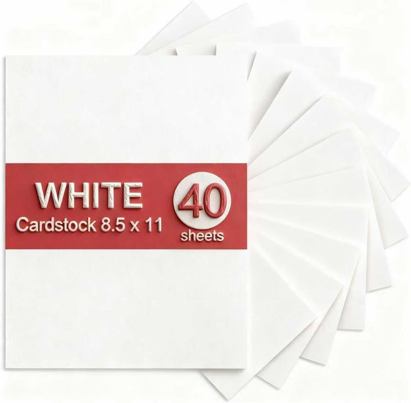 ALEWAPO White Cardstock 8.5 x 11, 40 Sheets Card Stock, 75 LB/200 GSM Thick Copy Paper, Cardstock Printer Paper for School & Office Supplies, Art, Watercolo, Craft, Drawing, Invitations, Menus, DIY Cards - Image 1